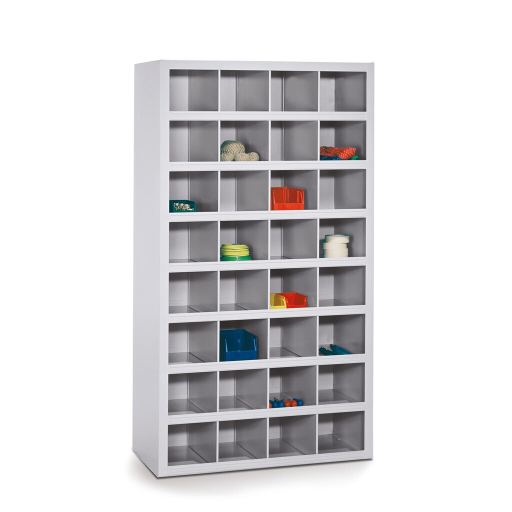 Vakkenkast PAVOY, 32 vakken van 180 x 220 x 220 mm, lichtgrijs Product afbeelding: Vakkenkast PAVOY, 32 vakken van 180 x 220 x 220 mm, lichtgrijs
