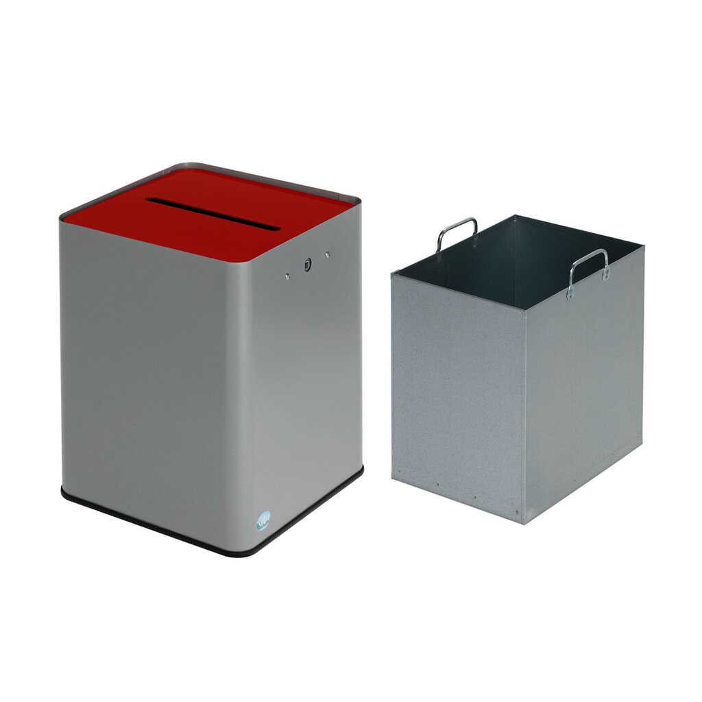 VAR ® papiermand P40, DSGVO-conform, zilver/rood Productafbeelding nr. 2: VAR ® papiermand P40, DSGVO-conform, zilver/rood