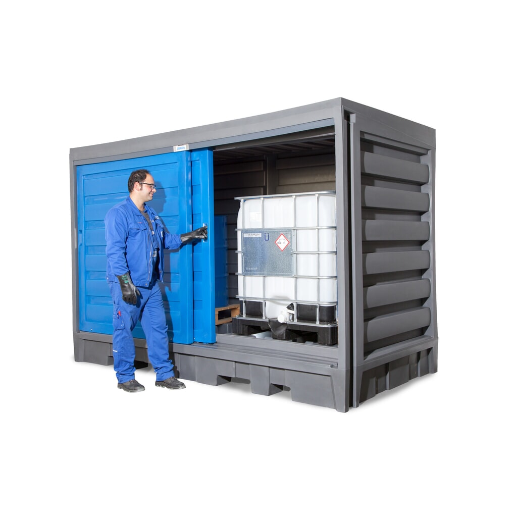 Productafbeelding nr. 10: Vatendepot van PE, hxbxd 2.170 x 3.200 x 1.740 mm, 2x IBC of 8x 200 l