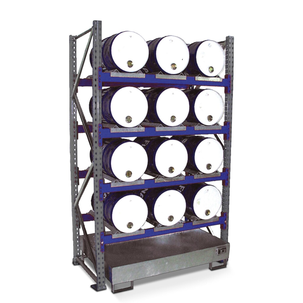 Vatenrek incl. lekbak, BV, 4 niveaus, zonder rooster, 12x 60 l liggend Product afbeelding: Vatenrek incl. lekbak, BV, 4 niveaus, zonder rooster, 12x 60 l liggend
