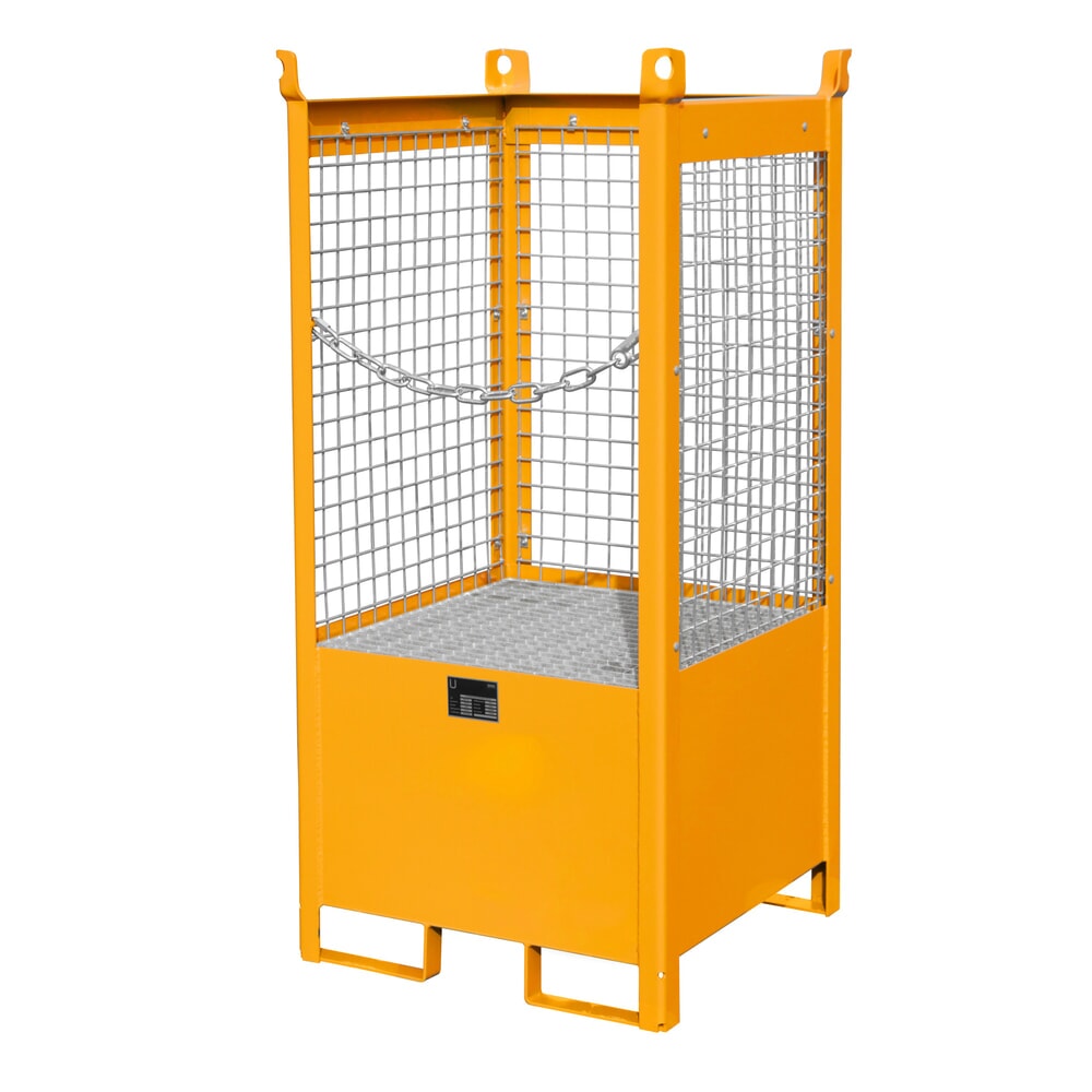 Product afbeelding: Bauer® lekbak van staal, stapelbare vat-pallet FSP-1 D, gelakt, geeloranje