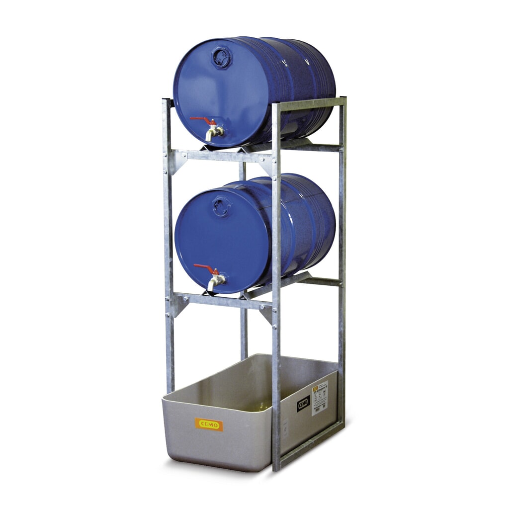 Product afbeelding: Vatenrek CEMO voor gevaarlijke stoffen, GVK-lekbak, voor 1 vat van 60 liter, 1 rooster