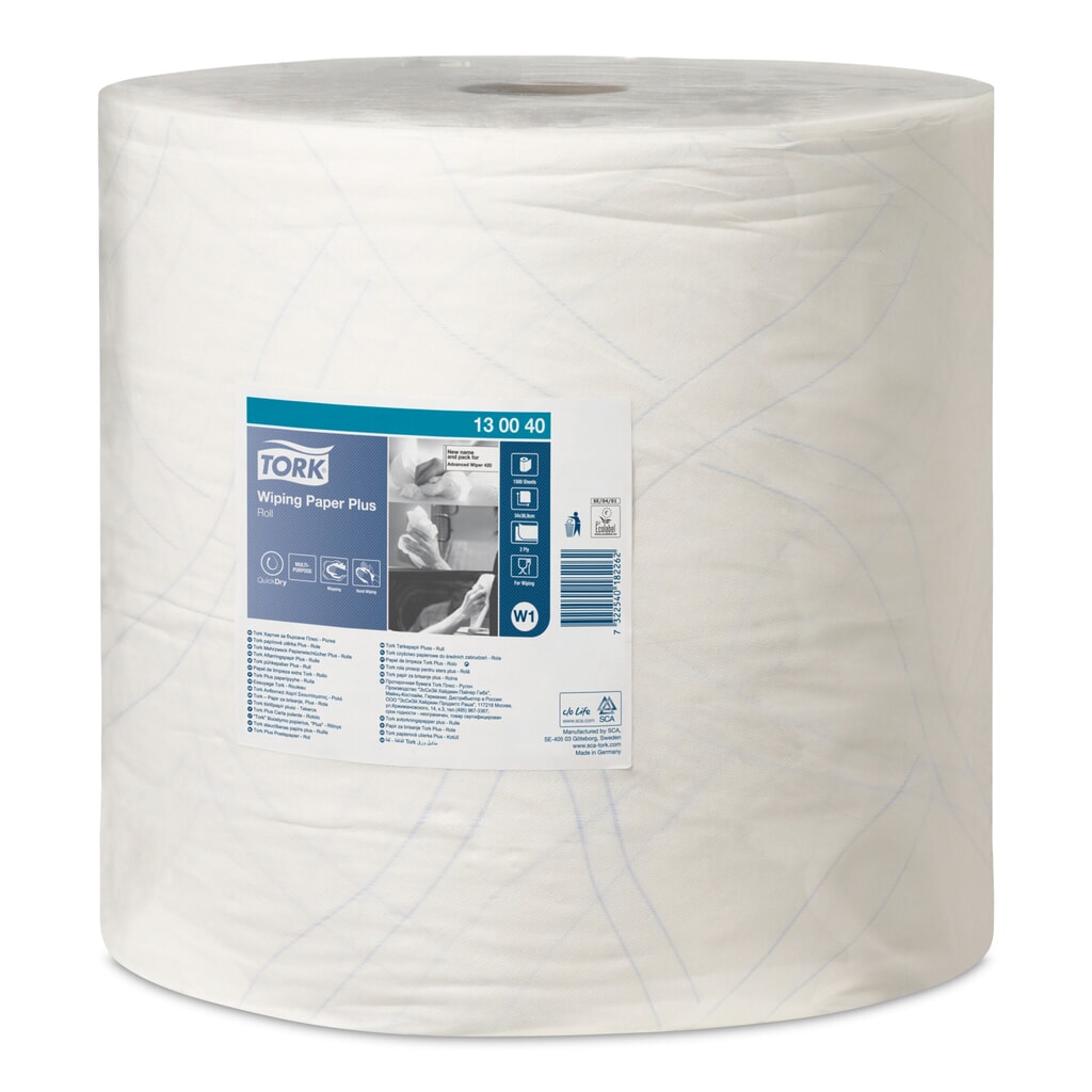 Poetsdoekjes TORK® Extra Stark, EU Ecolabel, hxb 340 x 370 mm, 1 rol, wit Product afbeelding: Poetsdoekjes TORK® Extra Stark, EU Ecolabel, hxb 340 x 370 mm, 1 rol, wit