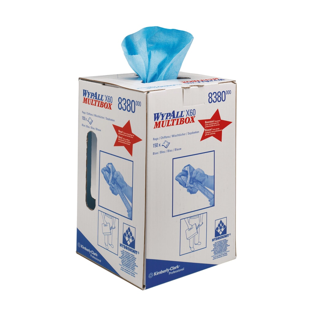 WYPALL X60 doekjes, HxB 420 x 245 mm, multibox, blauw Product afbeelding: WYPALL X60 doekjes, HxB 420 x 245 mm, multibox, blauw