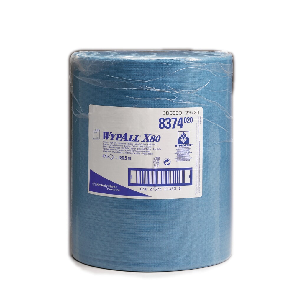 Poetsdoekjes WYPALL X80, hxb 340 x 315 mm, grote rol, wit Product afbeelding: Poetsdoekjes WYPALL X80, hxb 340 x 315 mm, grote rol, wit