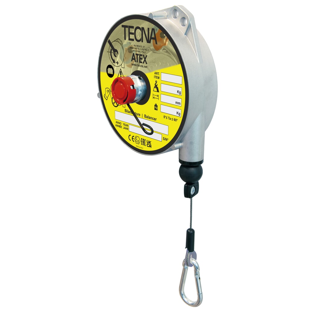 Veerbalancer voor explosieveilige zones, met vergrendeling, uittrek 2,5 m, draagvermogen 2-14 kg