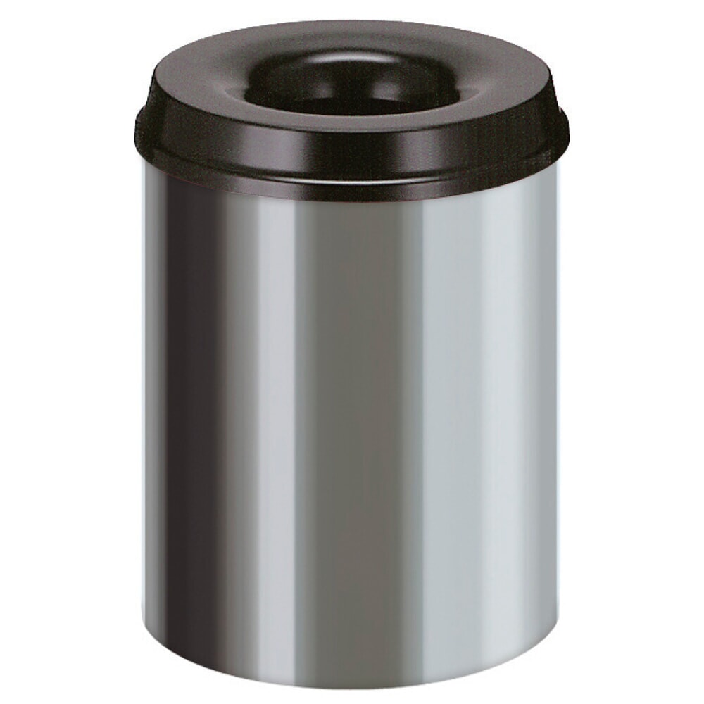 Product afbeelding: Veiligheidsafvalbak, zelfdovend, roestvrij staal, 15 liter, zwart