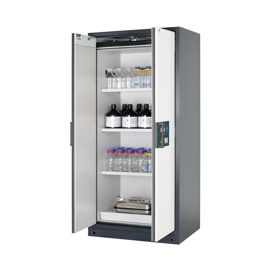 Brandveilige kluis asecos® Q-PEGASUS / type 90, 3 legborden, hxbxd 1.953 x 893 x 615 mm, zuiver wit Product afbeelding: Brandveilige kluis asecos® Q-PEGASUS / type 90, 3 legborden, hxbxd 1.953 x 893 x 615 mm, zuiver wit