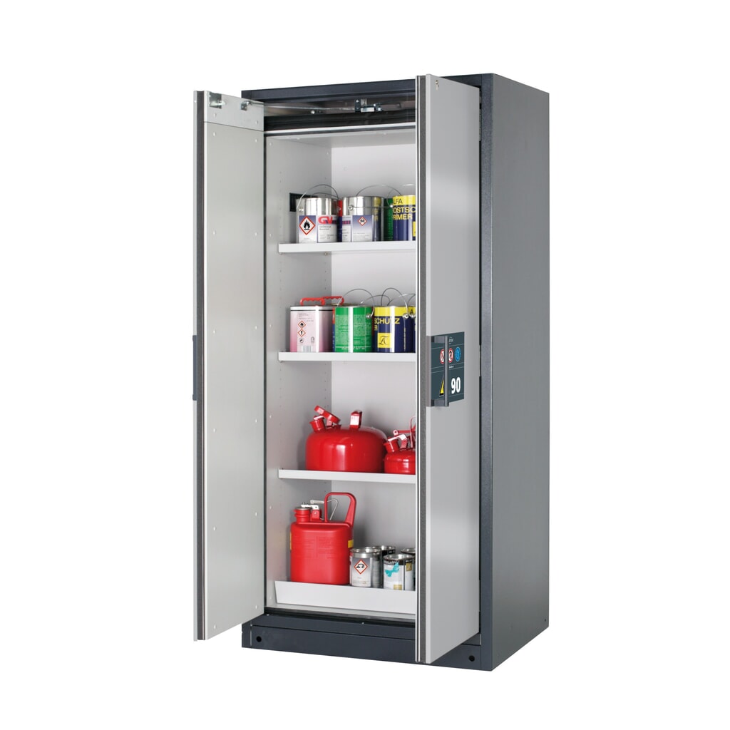 Brandveilige kluis asecos® Q-PEGASUS / type 90, 3 legborden, hxbxd 1.953 x 893 x 615 mm, zilver Product afbeelding: Brandveilige kluis asecos® Q-PEGASUS / type 90, 3 legborden, hxbxd 1.953 x 893 x 615 mm, zilver