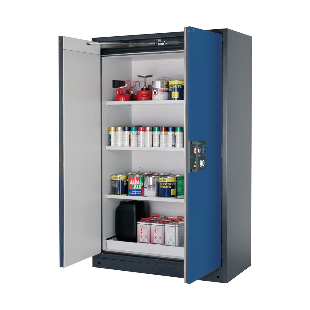 Brandveilige kluis asecos® Q-PEGASUS / type 90, 3 legborden, hxbxd 1.953 x 1.193 x 615 mm, gentiaanblauw Product afbeelding: Brandveilige kluis asecos® Q-PEGASUS / type 90, 3 legborden, hxbxd 1.953 x 1.193 x 615 mm, gentiaanblauw