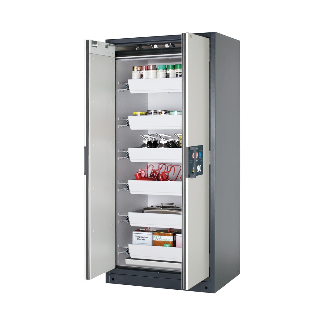 Product afbeelding: Brandveilige kluis asecos® Q-PEGASUS / type 90, 6 uittrekbare lekbakken, hxbxd 1.953 x 893 x 615 mm, lichtgrijs