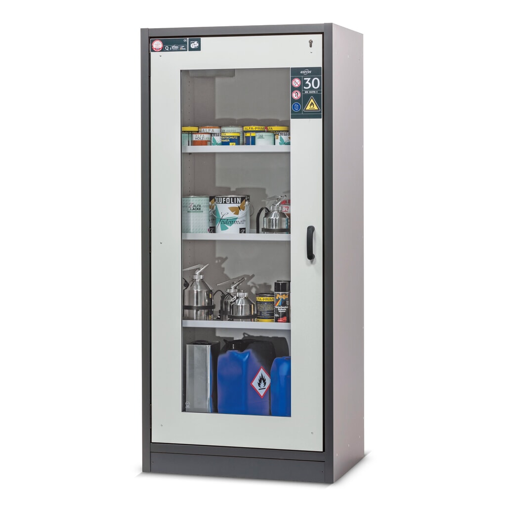 Brandveilige kluis asecos® type 30 met glazen deur, hxbxd 1.947 x 864 x 620 mm, antracietgrijs, goudgeel Productafbeelding nr. 2: Brandveilige kluis asecos® type 30 met glazen deur, hxbxd 1.947 x 864 x 620 mm, antracietgrijs, goudgeel