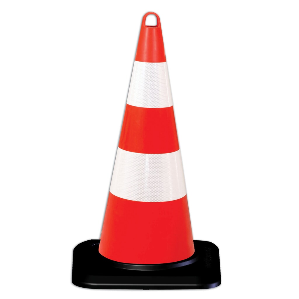 Product afbeelding: Verkeerskegel van PP, hard, fluorescerend, hoogte 750 mm, voet-ø 480 mm