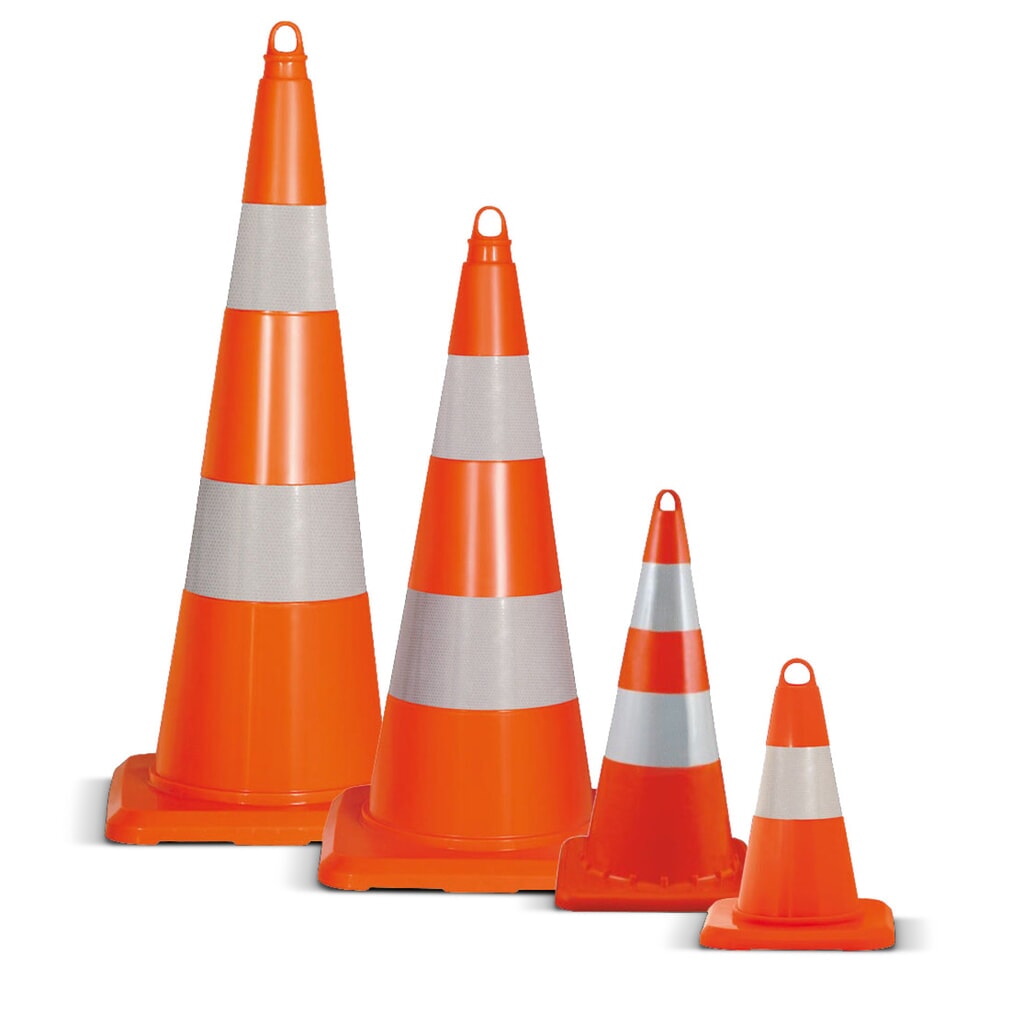Product afbeelding: Verkeerskegel van PVC, overrijdbaar, retroflecterend, hoogte 320 mm