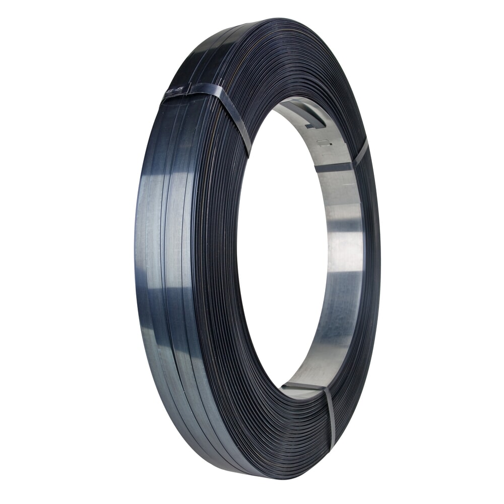 Product afbeelding: Verpakkingsstaalband geblauwd + gewaxt, 12,7 x 0,5 mm, pakomwikkeling