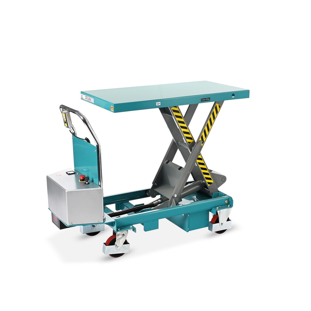 Verrijdbare schaarheftafel Ameise® elektrisch, cap. 500 kg, à 1.010 x 520 mm Product afbeelding: Verrijdbare schaarheftafel Ameise® elektrisch, cap. 500 kg, à 1.010 x 520 mm