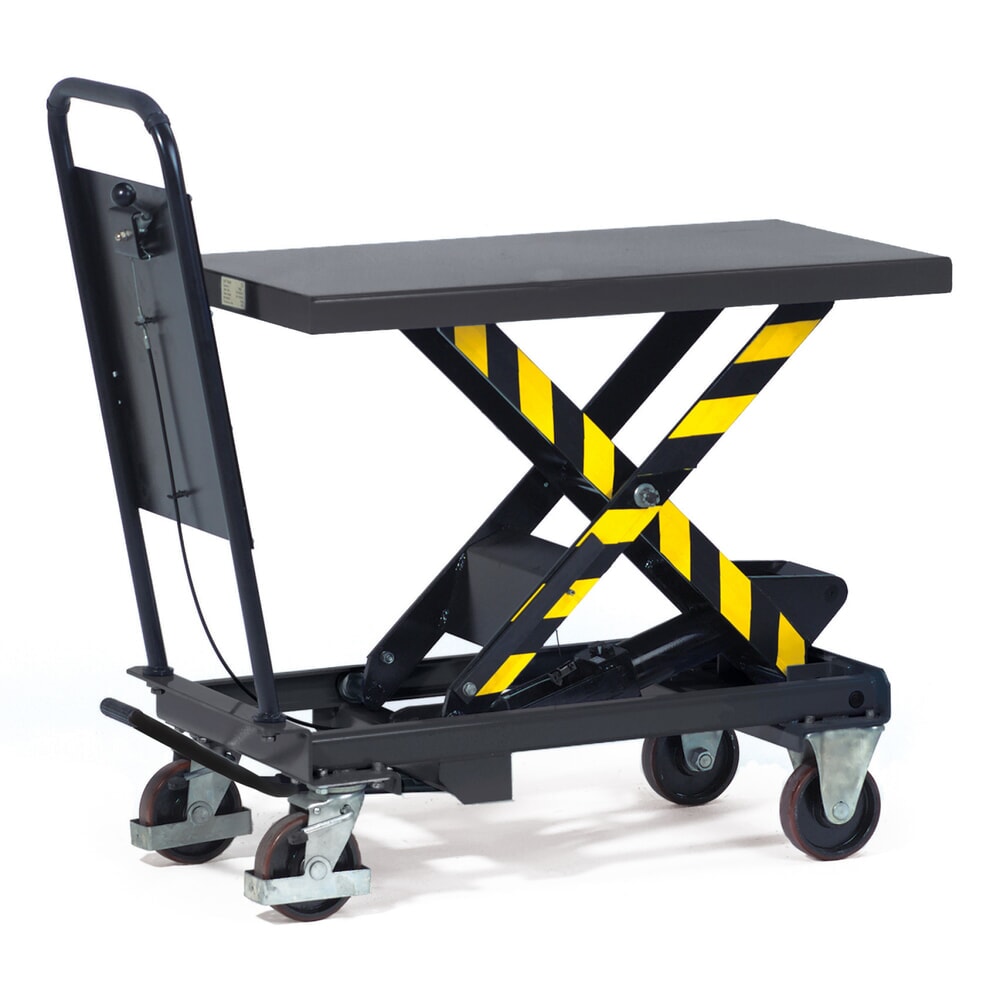 Product afbeelding: Verrijdbare schaarheftafel fetra® met doorschuifbeveiliging, draagvermogen 500 kg, afmetingen 1.010 x 520 mm
