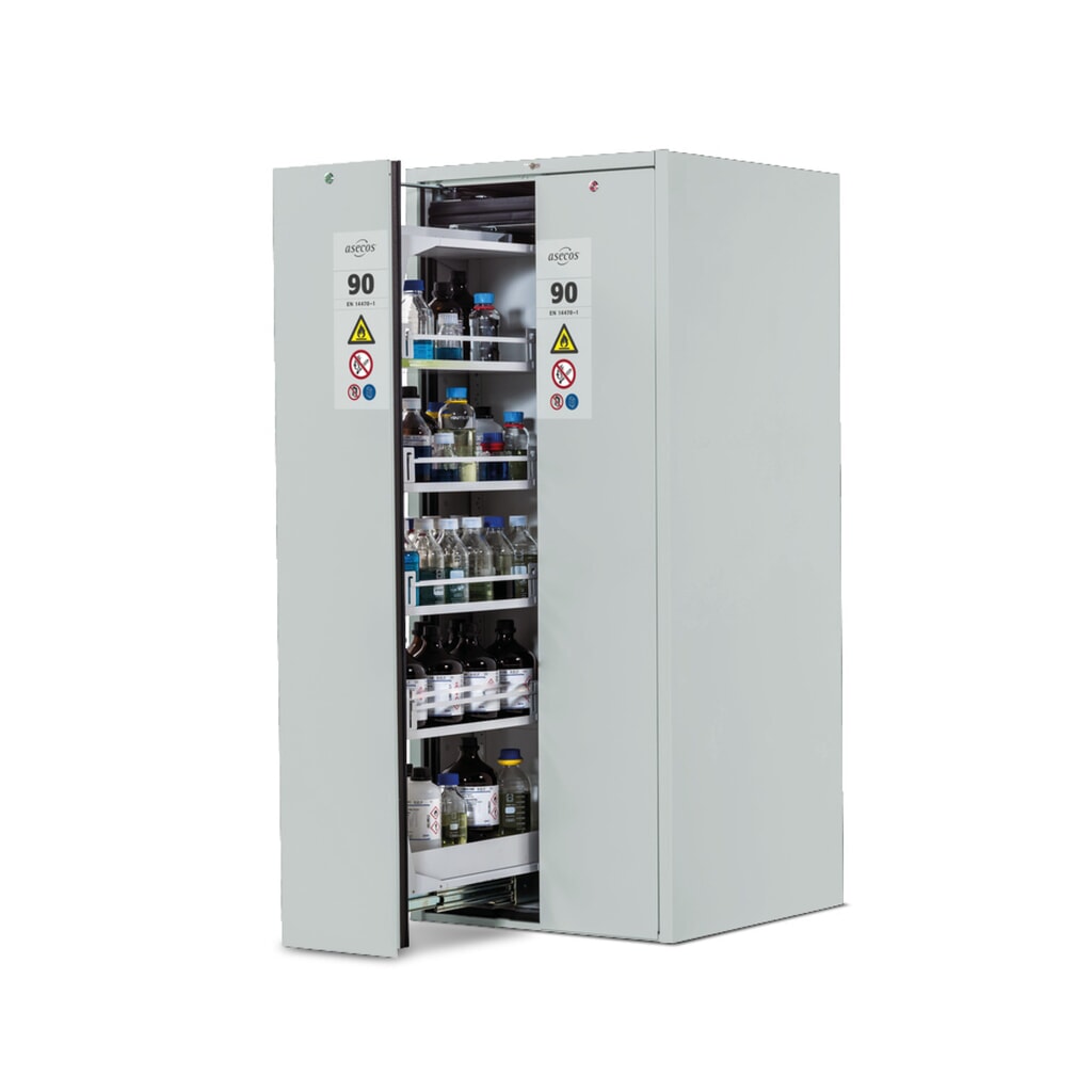 Product afbeelding: asecos® brandveiligheidskast V-MOVE-90 met verticale uittrekfunctie, hxbxd 1.966 x 819 x 860 mm, lichtgrijs