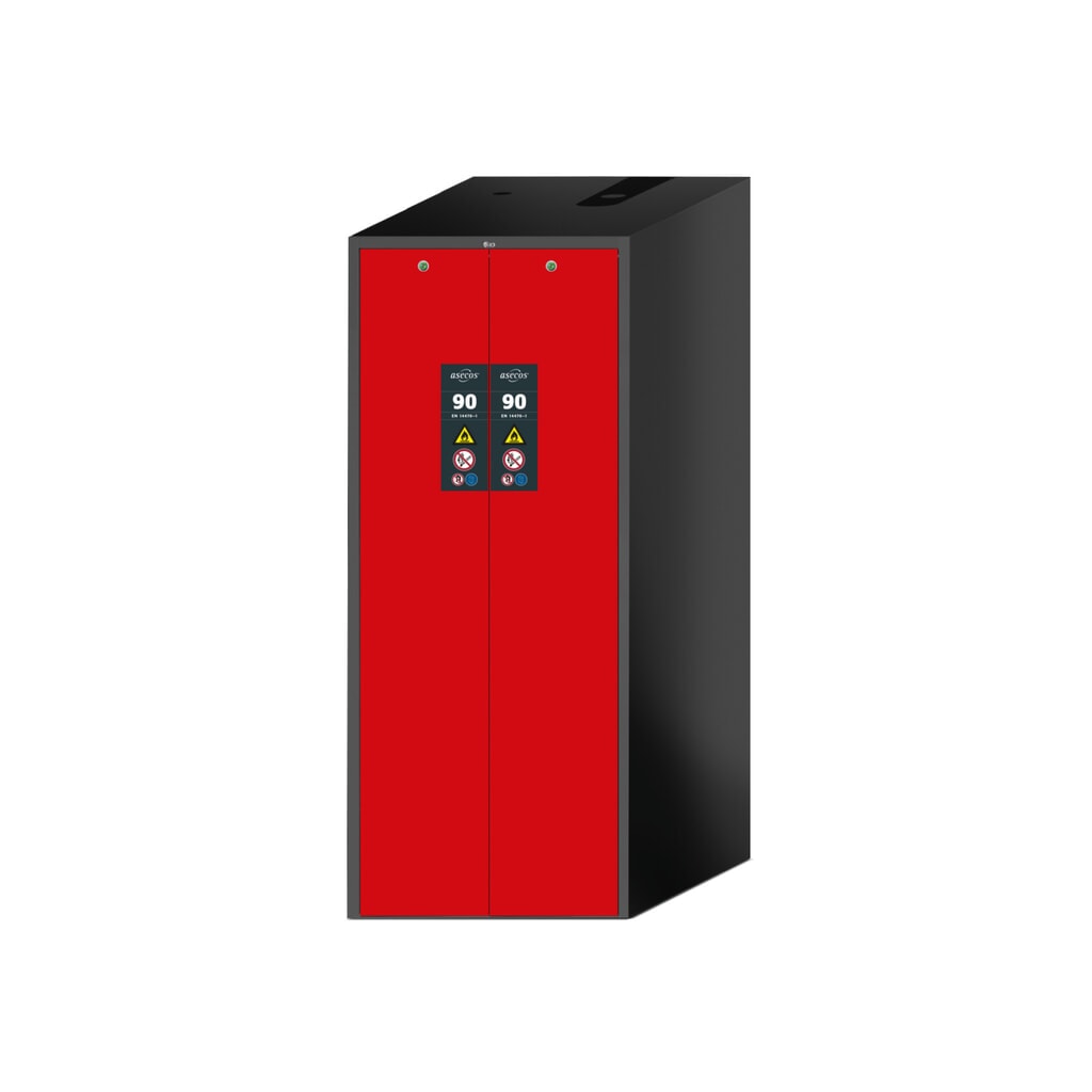 asecos® brandveiligheidskast V-MOVE-90 met verticale uittrekfunctie, hxbxd 1.966 x 819 x 860 mm, antraciet, verkeersrood Product afbeelding: asecos® brandveiligheidskast V-MOVE-90 met verticale uittrekfunctie, hxbxd 1.966 x 819 x 860 mm, antraciet, verkeersrood