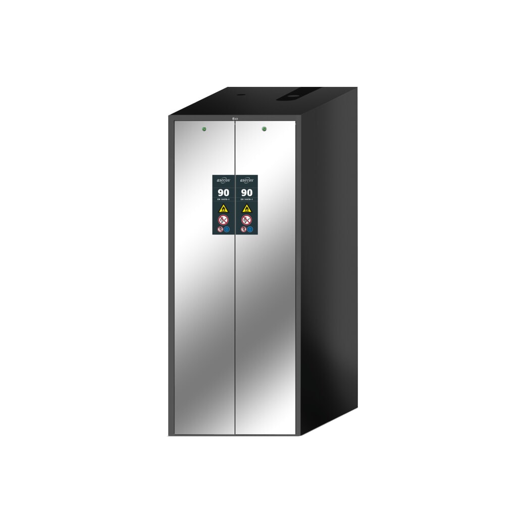 asecos® brandveiligheidskast V-MOVE-90 met verticale uittrekfunctie, hxbxd 1.966 x 819 x 860 mm, antraciet, roestvrij staal Product afbeelding: asecos® brandveiligheidskast V-MOVE-90 met verticale uittrekfunctie, hxbxd 1.966 x 819 x 860 mm, antraciet, roestvrij staal
