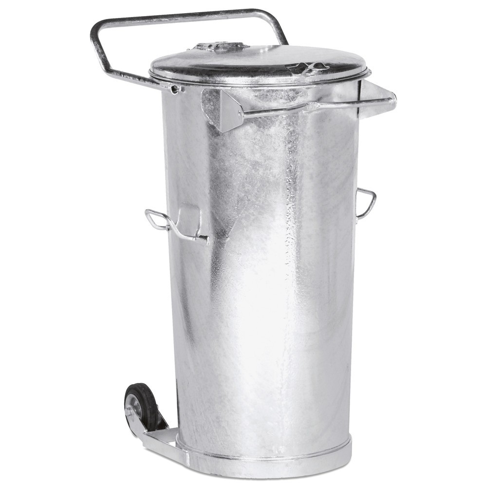 Product afbeelding: RENNER Vuilnisbak van vuurverzinkt plaatstaal, 110 liter, conform DIN 6628/6629, met rollen