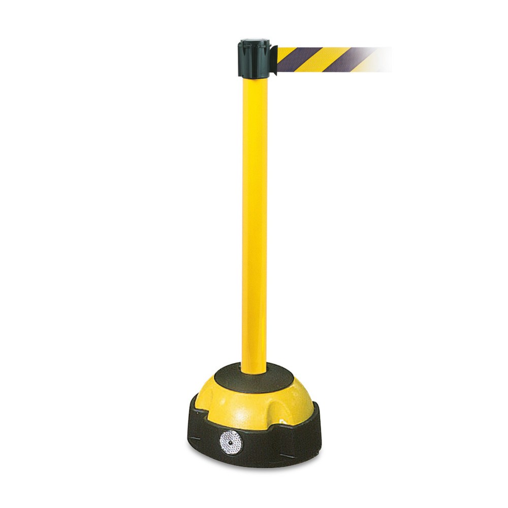 Product afbeelding: Afzetband met paal, paal geel, lint geel/zwart