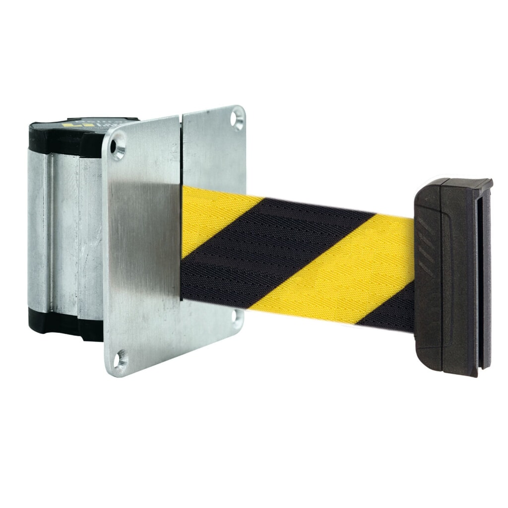 Product afbeelding: Wandafzetband M met magnetisch eindstuk, lengte 2,3 m, zwart/geel diagonaal gestreept