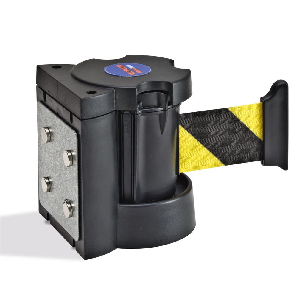 Wandafzetband, zelfspannend, met centrifugaalrem, lengte 3 m, zwart/geel diagonaal gestreept Product afbeelding: Wandafzetband, zelfspannend, met centrifugaalrem, lengte 3 m, zwart/geel diagonaal gestreept