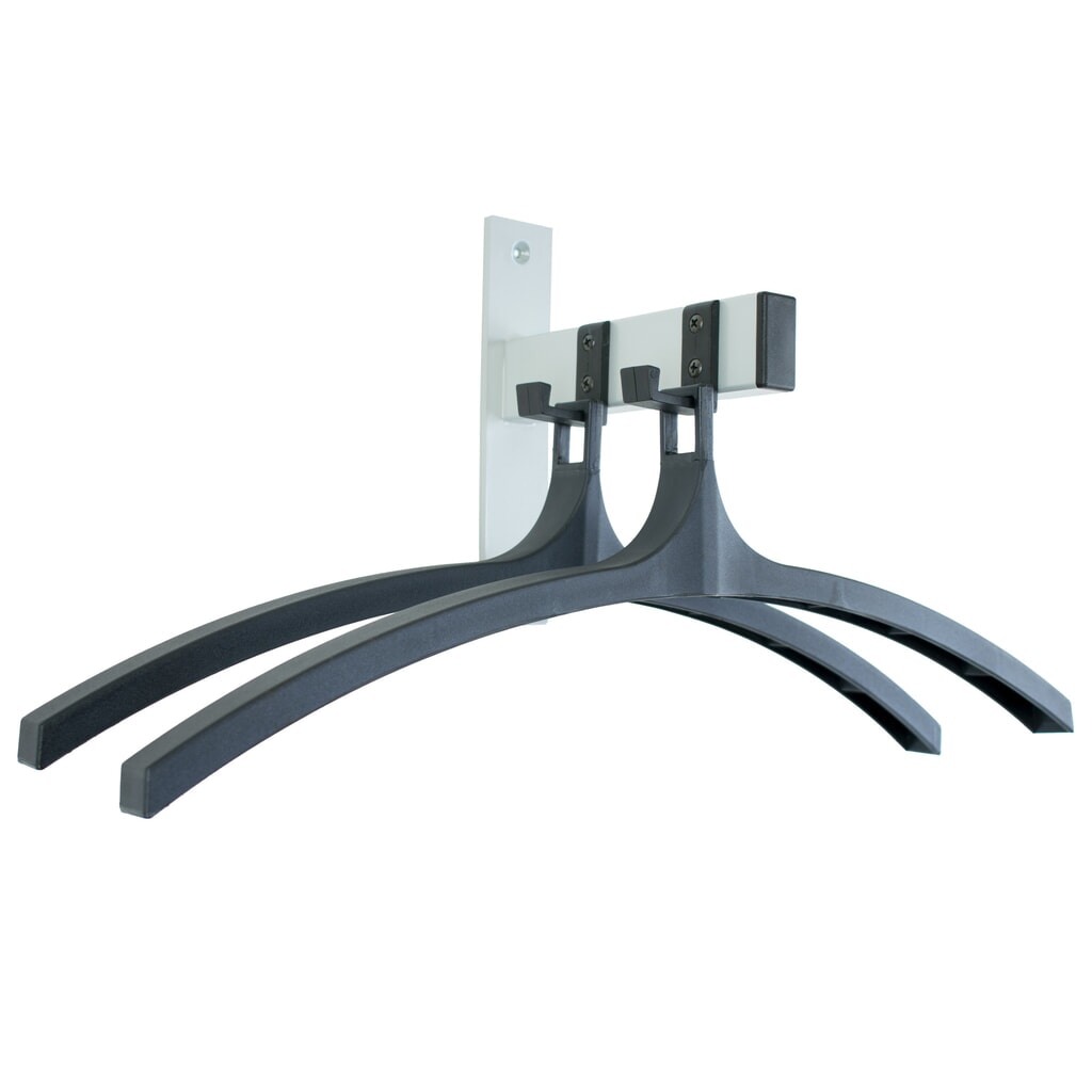 Wandgarderobe HIQ, om vast te schroeven, zwart, aluminiumgrijs, 2 haken, inclusief 2 kleerhangers Product afbeelding: Wandgarderobe HIQ, om vast te schroeven, zwart, aluminiumgrijs, 2 haken, inclusief 2 kleerhangers