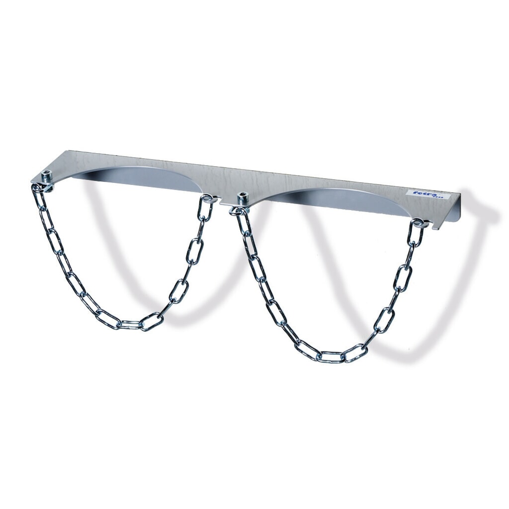 Wandhouder fetra® voor 2 gasflessen, kettingbeveiliging, fles-Ø 140 mm Product afbeelding: Wandhouder fetra® voor 2 gasflessen, kettingbeveiliging, fles-Ø 140 mm