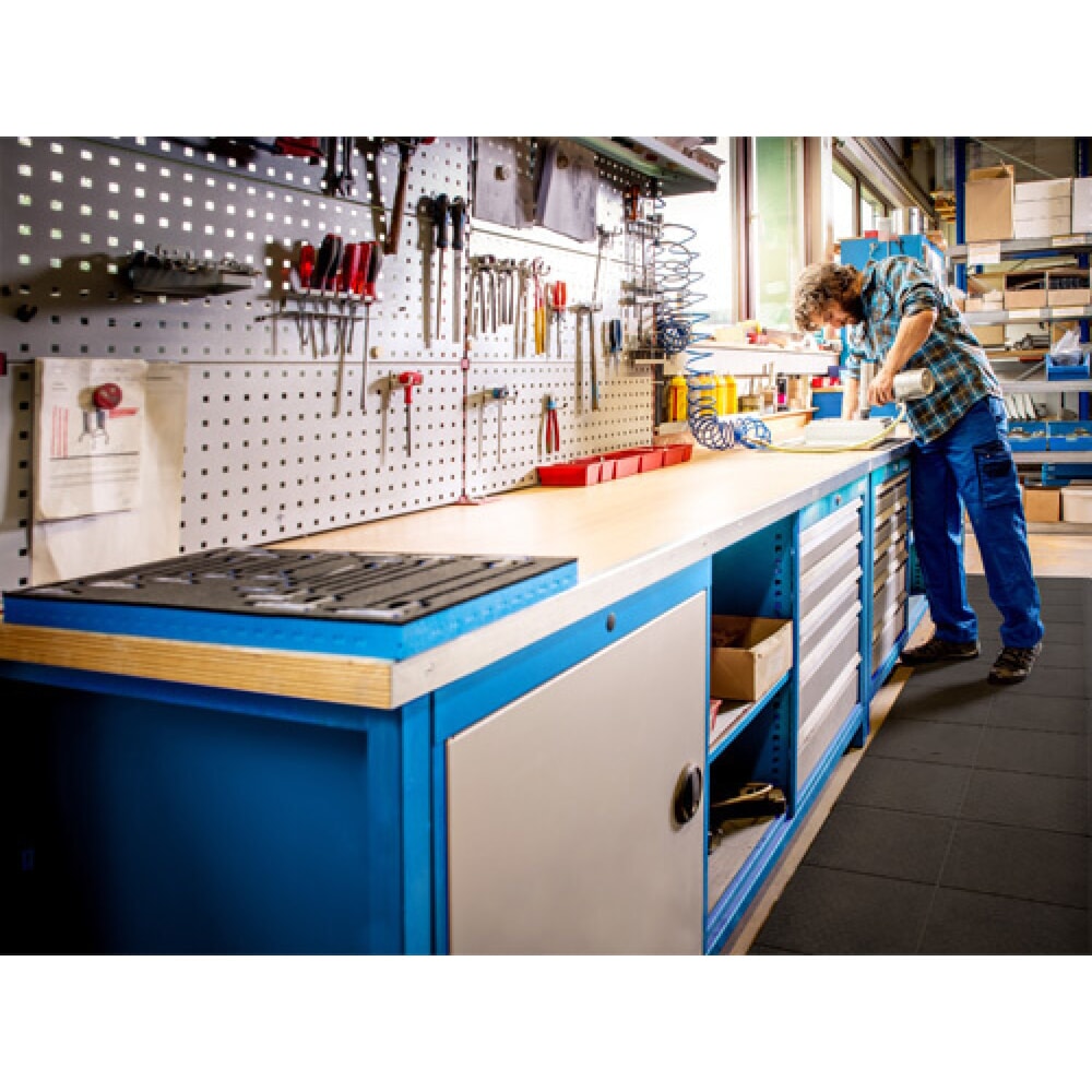 Productafbeelding nr. 6: Werkbank Bedrunka+Hirth R 24-24, hxbxd 859 x 1.500 x 750 mm, lichtgrijs, lichtblauw, 3 lades 3x200 mm
