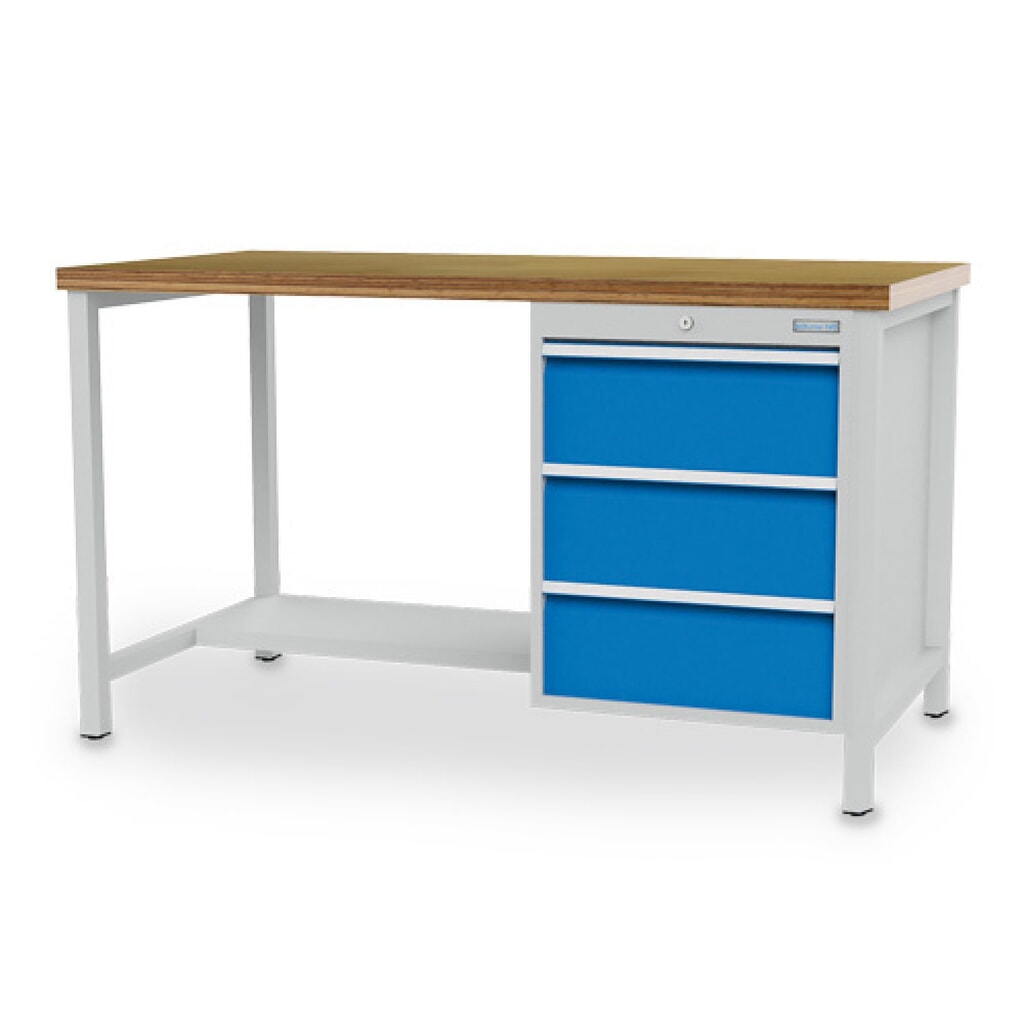 Product afbeelding: Kastwerkbank Bedrunka+Hirth R 18-24, hxbxd 959 x 1.500 x 750 mm, lichtgrijs, lichtblauw, 3 lades 3x200 mm