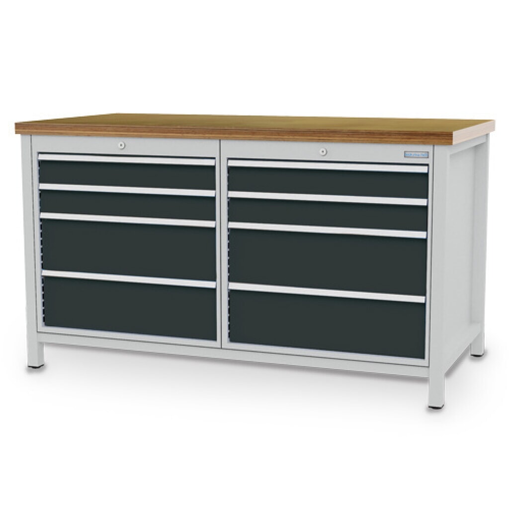 Werkbank Bedrunka+Hirth R 24-24, hxbxd 859 x 1.500 x 750 mm, lichtgrijs, antracietgrijs, 8 lades 4x100 + 4x200 mm Product afbeelding: Werkbank Bedrunka+Hirth R 24-24, hxbxd 859 x 1.500 x 750 mm, lichtgrijs, antracietgrijs, 8 lades 4x100 + 4x200 mm