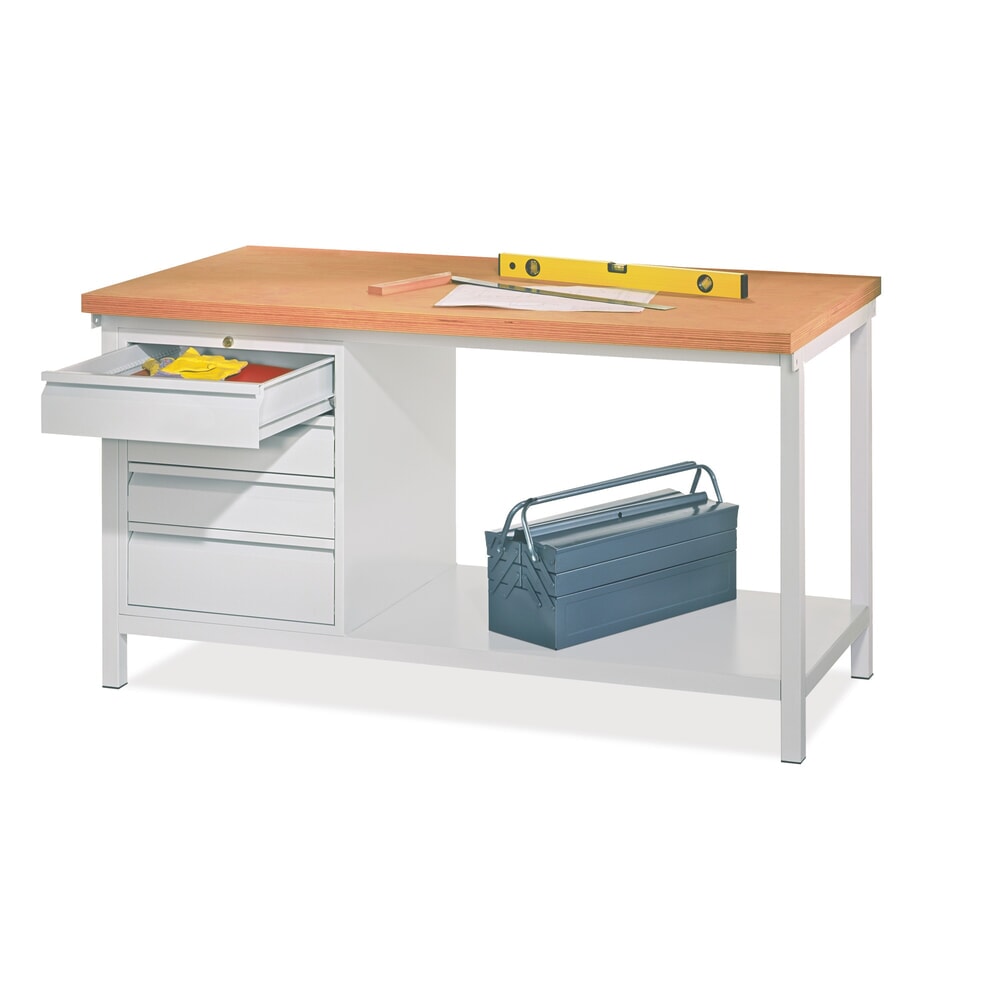 Product afbeelding: Werkbank PAVOY met ladeblok, hxbxd 900 x 2.000 x 700 mm, gentiaanblauw, antracietgrijs