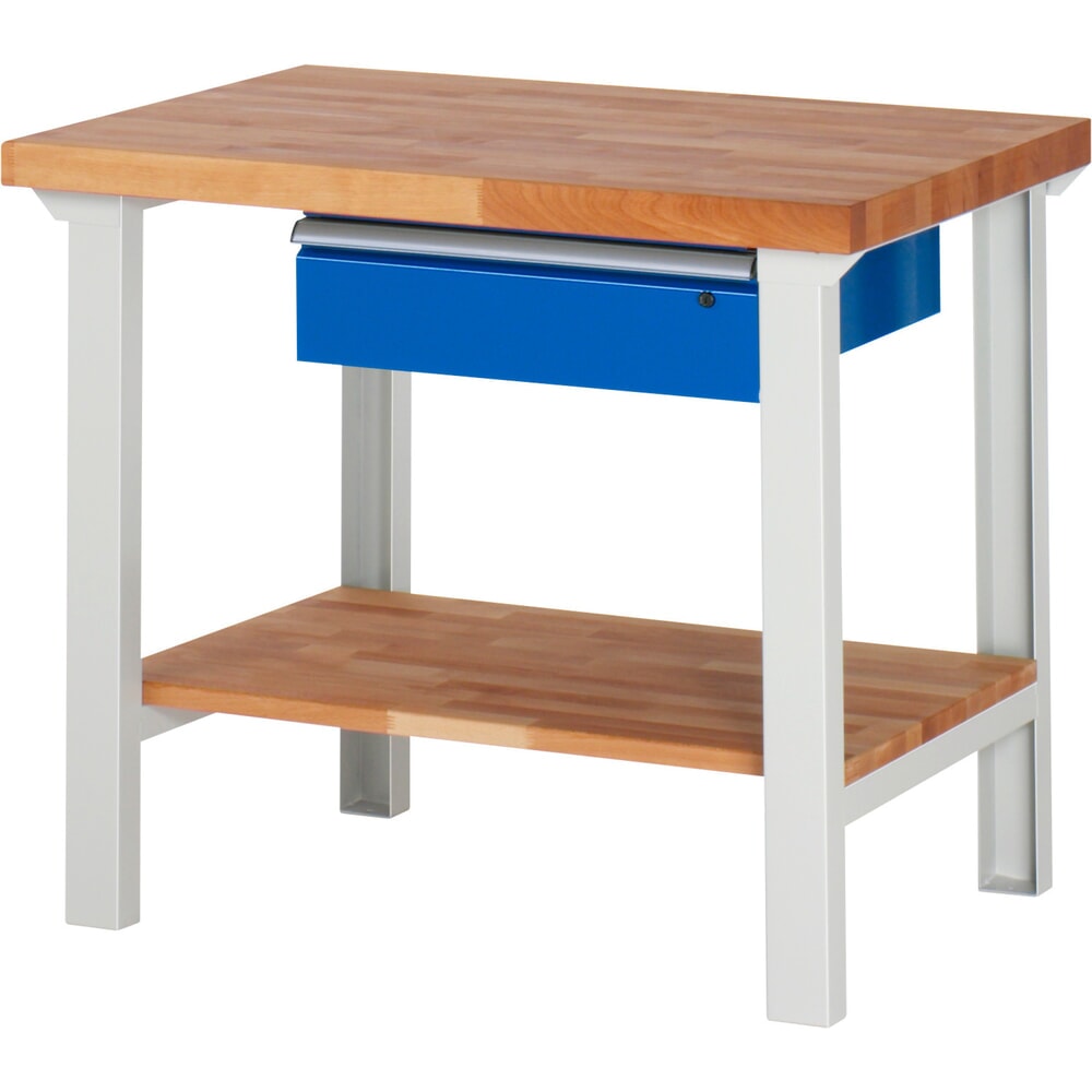 Productafbeelding nr. 1: Werkbank RAU serie 7000, 1 massief beuken legbord, hxbxd 840 x 1.000 x 700 mm, 1 lade 1 x 150 mm