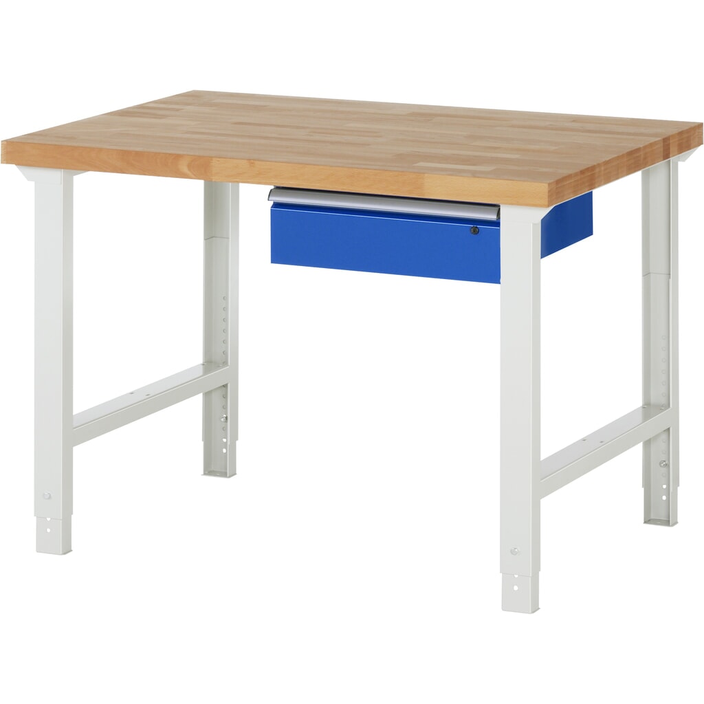Product afbeelding: RAU werkbank serie 7000, h x b x d 790-1.140 x 1.250 x 900 mm, met 1 lade rechts