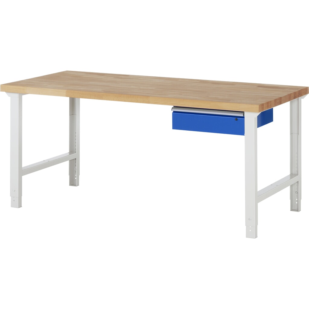 RAU werkbank serie 7000, h x b x d 790-1.140 x 2.000 x 900 mm, met 1 lade rechts Product afbeelding: RAU werkbank serie 7000, h x b x d 790-1.140 x 2.000 x 900 mm, met 1 lade rechts