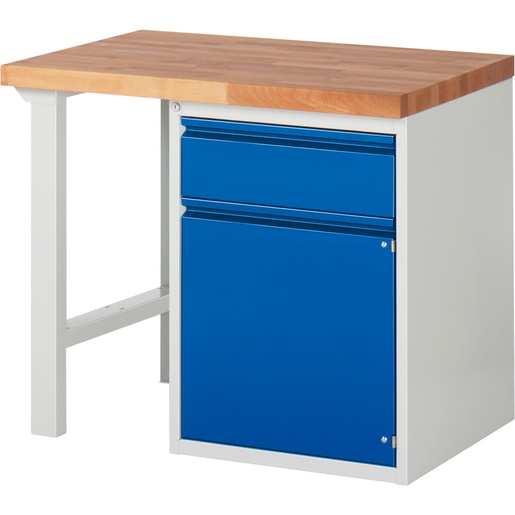 Werkbank RAU serie 7000, 1 kast, hxbxd 890 x 1.000 x 700 mm, 1 x voor 90% uittrekbare lades, 1 draaideur, 1 legbord Product afbeelding: Werkbank RAU serie 7000, 1 kast, hxbxd 890 x 1.000 x 700 mm, 1 x voor 90% uittrekbare lades, 1 draaideur, 1 legbord