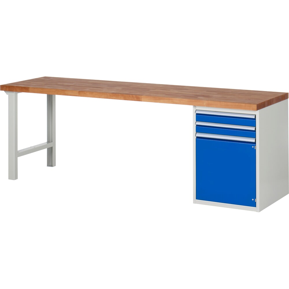 Product afbeelding: Werkbank RAU serie 7000, 1 kast, hxbxd 890 x 2.500 x 700 mm, 2 x voor 100% uittrekbare lades, 1 draaideur, 1 legbord