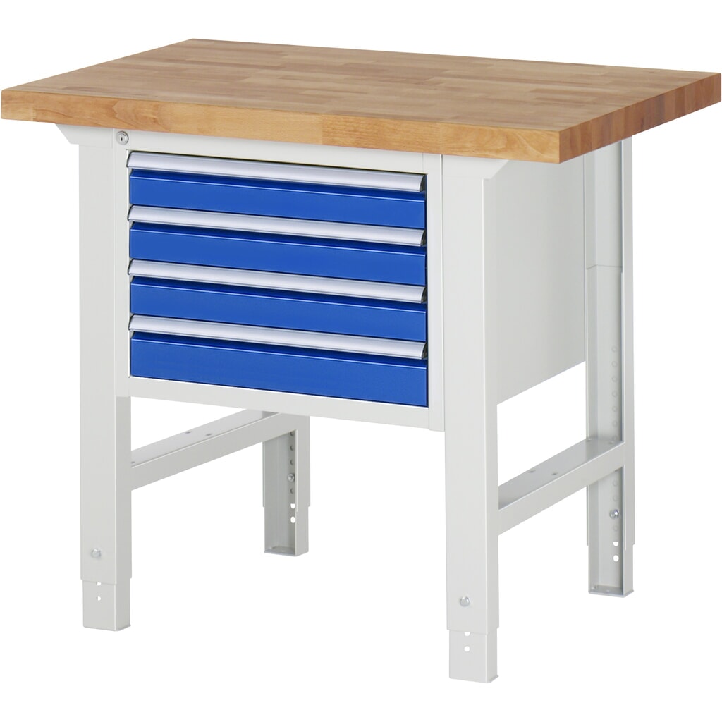 RAU werkbank serie 7000, h x b x d 790-1.140 x 1.000 x 700 mm, 1 onderbouwkast rechts, met 4 lades Product afbeelding: RAU werkbank serie 7000, h x b x d 790-1.140 x 1.000 x 700 mm, 1 onderbouwkast rechts, met 4 lades