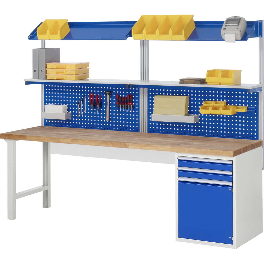 Productafbeelding nr. 8: Werkbank RAU serie 7000, 1 kast, hxbxd 890 x 2.500 x 700 mm, 2 x voor 100% uittrekbare lades, 1 draaideur, 1 legbord