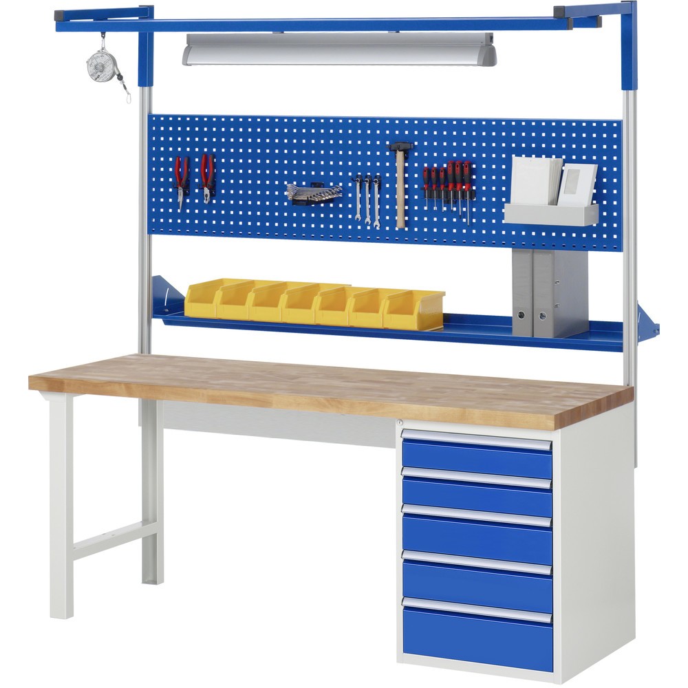 Productafbeelding nr. 7: Werkbank RAU serie 7000, 1 kast, hxbxd 840 x 2.000 x 700 mm, 4 x voor 100% uittrekbare lades 4 x 180 mm, draagvermogen lade 100 kg