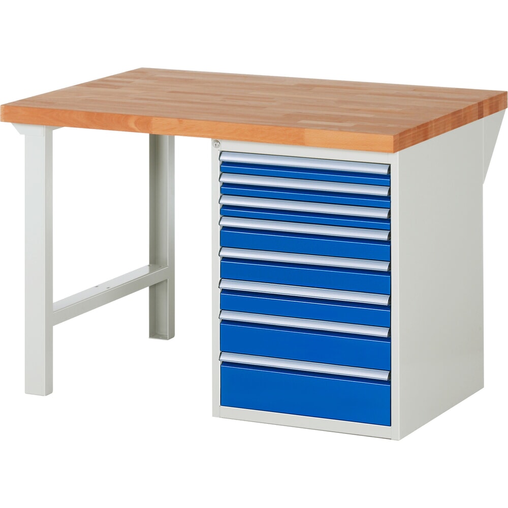 Product afbeelding: Werkbank RAU serie 7000, 1 kast, hxbxd 890 x 1.250 x 900 mm, 8 x voor 100% uittrekbare lades, draagvermogen lade 100 kg