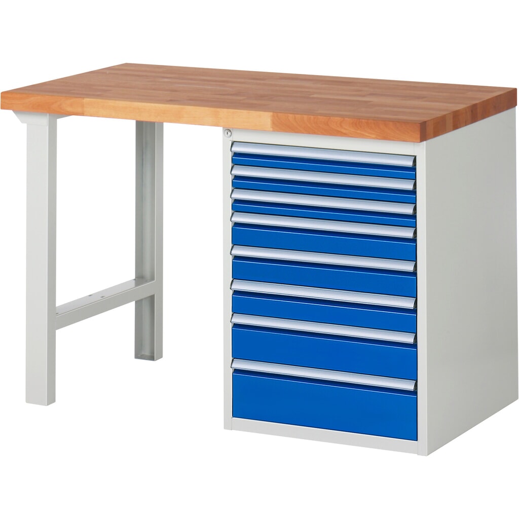 Werkbank RAU serie 7000, 1 kast, hxbxd 840 x 1.250 x 700 mm, 8 x voor 90% uittrekbare lades, draagvermogen lade 100 kg Product afbeelding: Werkbank RAU serie 7000, 1 kast, hxbxd 840 x 1.250 x 700 mm, 8 x voor 90% uittrekbare lades, draagvermogen lade 100 kg