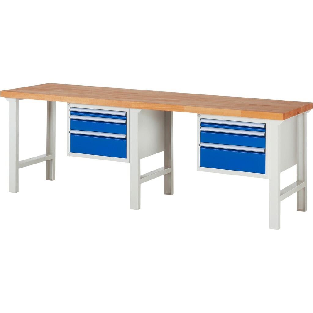 Werkbank RAU serie 7000, draagvermogen 750 kg, 2 kasten, hxbxd 840 x 2.500 x 700 mm, 6 x voor 90% uittrekbare lades 2 x 60 mm, 2 x 120 mm, 2 x 180 mm Product afbeelding: Werkbank RAU serie 7000, draagvermogen 750 kg, 2 kasten, hxbxd 840 x 2.500 x 700 mm, 6 x voor 90% uittrekbare lades 2 x 60 mm, 2 x 120 mm, 2 x 180 mm
