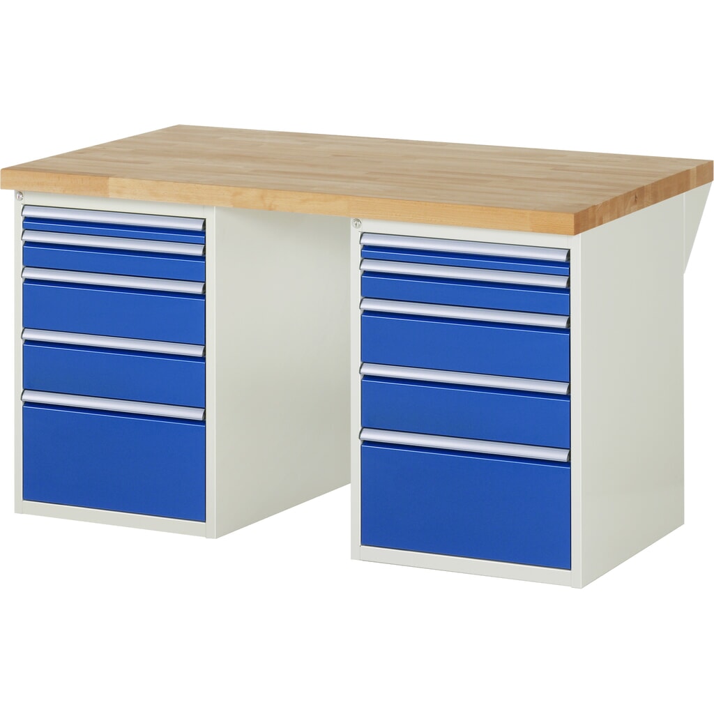 Productafbeelding nr. 1: Werkbank RAU serie 7000, 2 kasten, hxbxd 840 x 1.500 x 900 mm, 10 lades 2 x 60 mm, 2 x 90 mm, 4 x 150 mm, 2 x 270 mm