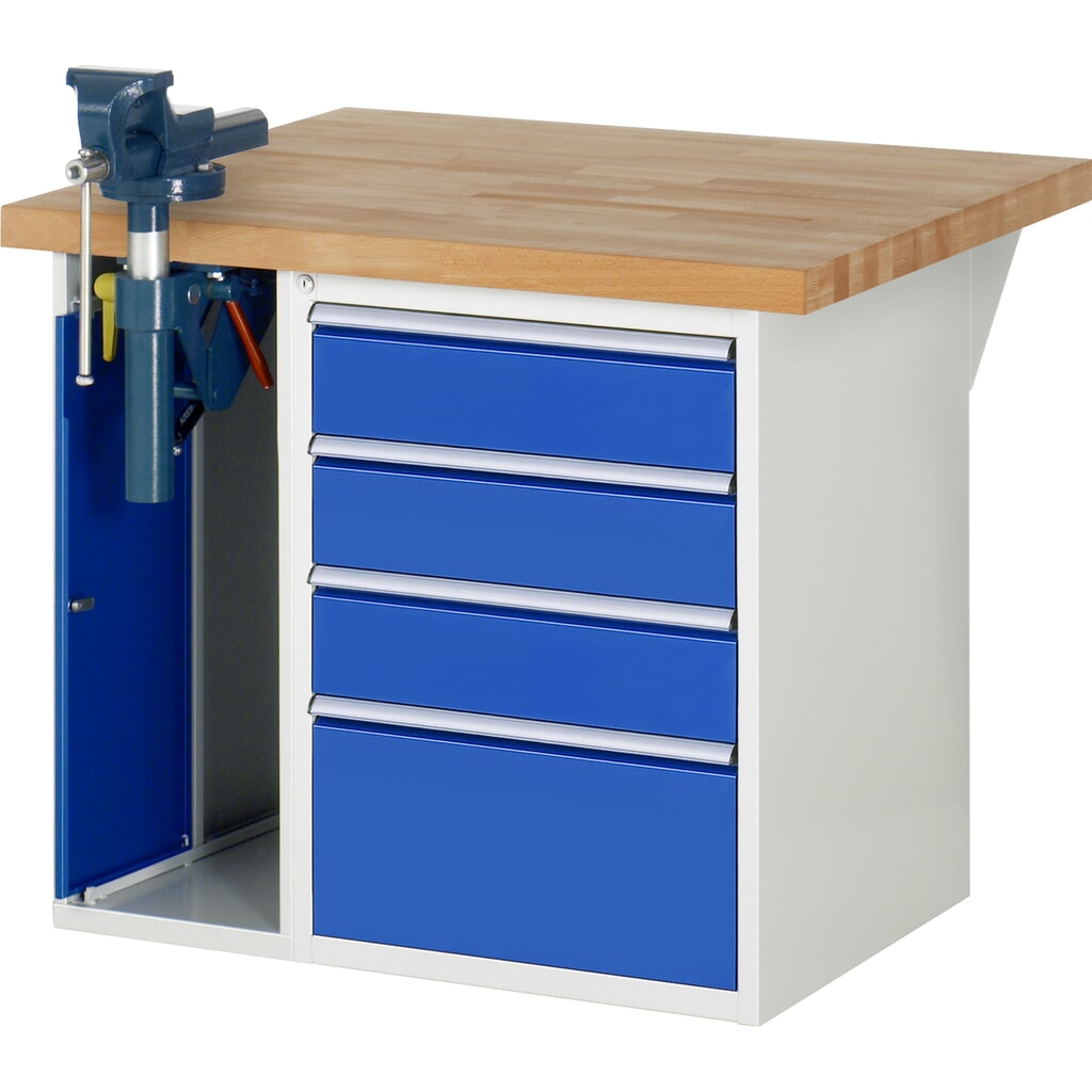 Werkbank RAU serie 7000, 2 kasten, hxbxd 840 x 1.000 x 900 mm, 4 x voor 100% uittrekbare lades 3 x 150 mm, 1 x 270 mm, draagvermogen lade 100 kg Productafbeelding nr. 1: Werkbank RAU serie 7000, 2 kasten, hxbxd 840 x 1.000 x 900 mm, 4 x voor 100% uittrekbare lades 3 x 150 mm, 1 x 270 mm, draagvermogen lade 100 kg