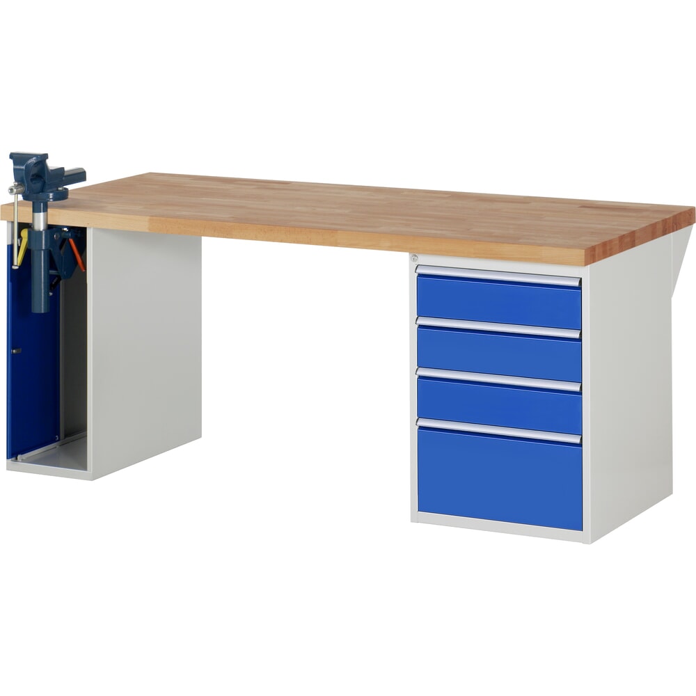 Product afbeelding: Werkbank RAU serie 7000, 2 kasten, hxbxd 840 x 2.000 x 900 mm, 4 x voor 90% uittrekbare lades 3 x 150 mm, 1 x 270 mm, draagvermogen lade 100 kg