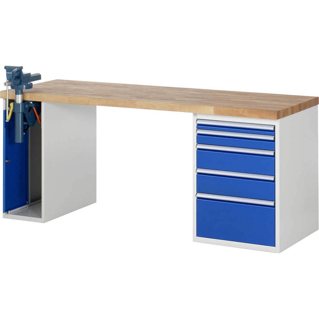Werkbank RAU serie 7000, 2 kasten, hxbxd 840 x 2.000 x 700 mm, 5 lades 1 x 60 mm, 1 x 90 mm, 2 x 150 mm, 1 x 270 mm Productafbeelding nr. 1: Werkbank RAU serie 7000, 2 kasten, hxbxd 840 x 2.000 x 700 mm, 5 lades 1 x 60 mm, 1 x 90 mm, 2 x 150 mm, 1 x 270 mm