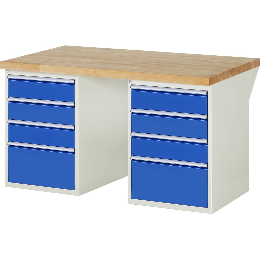Productafbeelding nr. 1: Werkbank RAU serie 7000, 2 kasten, hxbxd 840 x 1.500 x 900 mm, 8 x voor 90% uittrekbare lades 6 x 150 mm, 2 x 270 mm